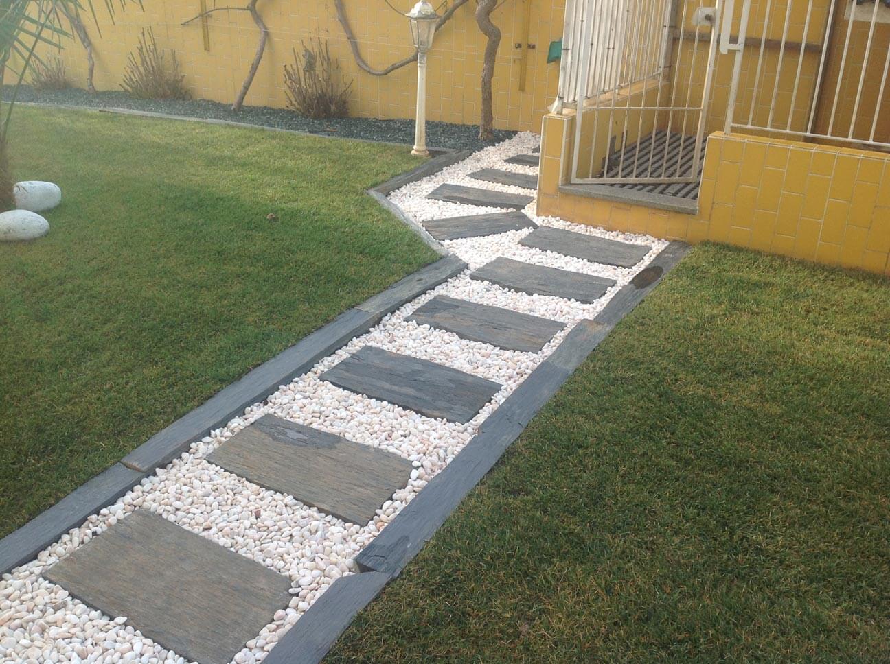 pedra para jardim e placa xisto